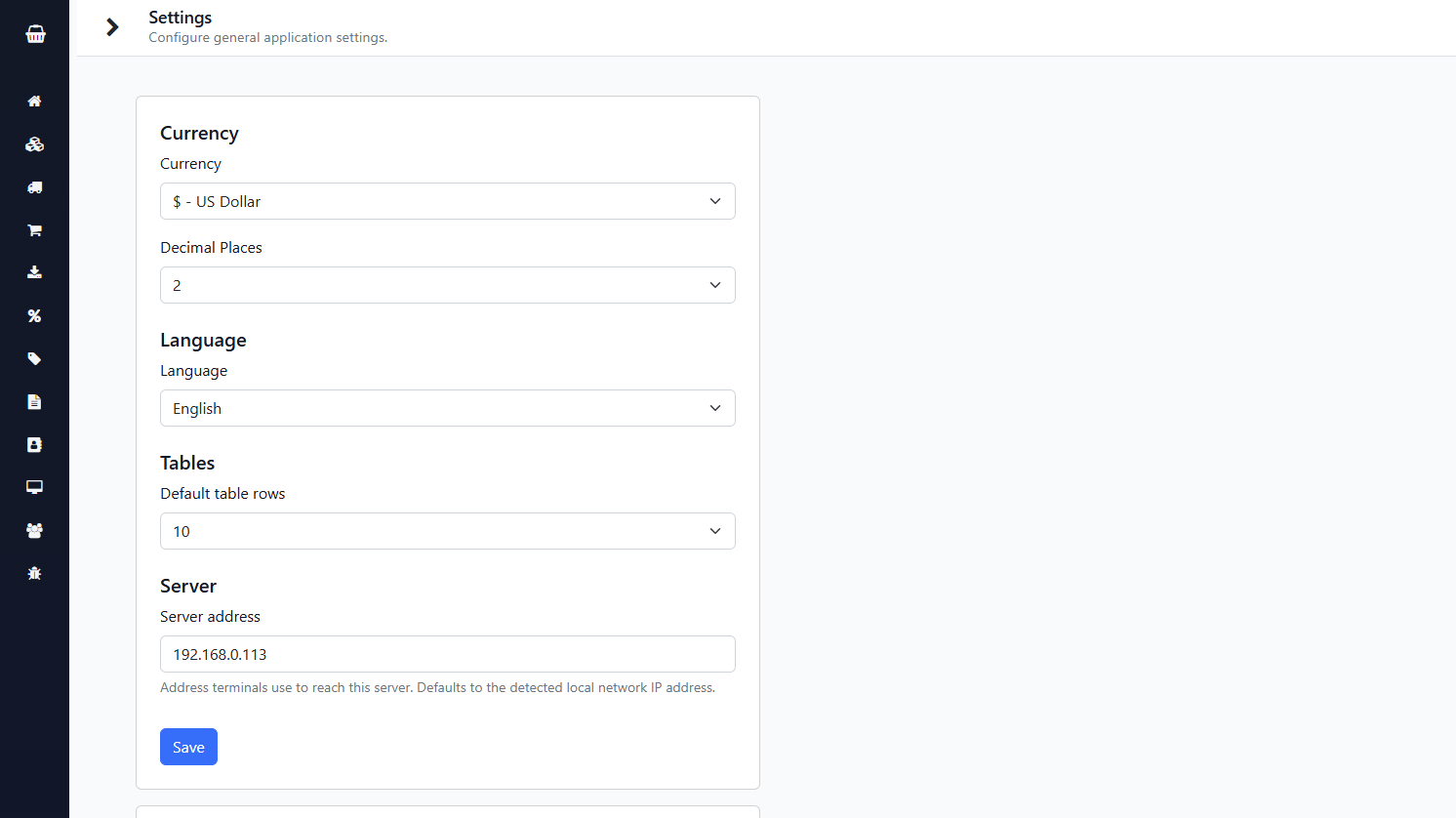 Choosing the interface language in the settings.